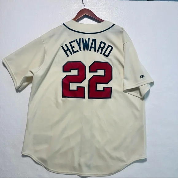 Majestic Braves Cream Short-Sleeve Baseball Jersey - Picture 2 of 6